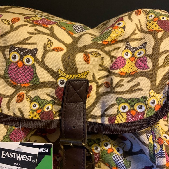EastWest Owl print canvas Backpack - Picture 3 of 5